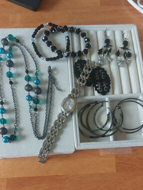 Vintage Costume Jewelry Bundle - Watch, Necklaces, Earrings & Bracelets